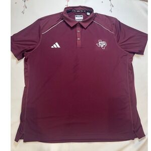 Adidas Texas A&M‎ Aggies Polo Mens 2XL Maroon Excellent Performance Golf Shirt